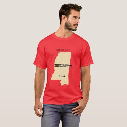 T-shirt - Mississippi Map met City (Voorkant volledig)