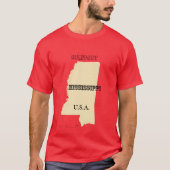 T-shirt - Mississippi Map met City (Voorkant)