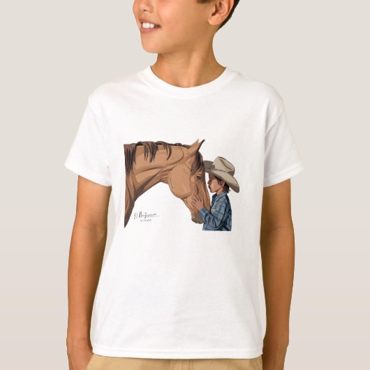 T-shirt mit Pferd und Jungen-Motiv (Voorkant)
