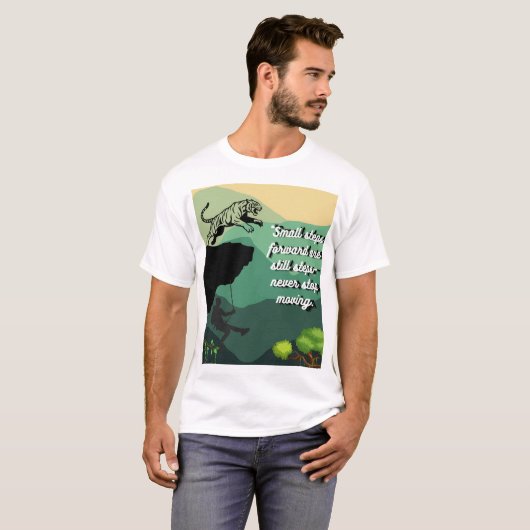 T-shirt Motivational Tiger & Climber Graphic T-shi (Voorkant volledig)