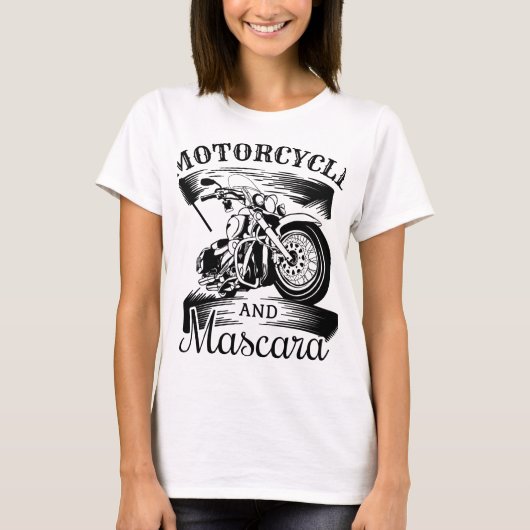 T-shirt motorfiets en mascara (Voorkant)
