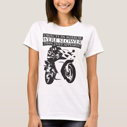 T-shirt motorfiets - objecten in spiegel (Voorkant)