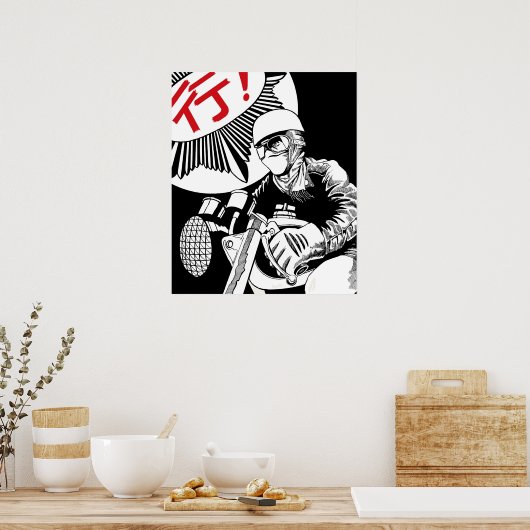 T-shirt motorfiets poster (Keuken)