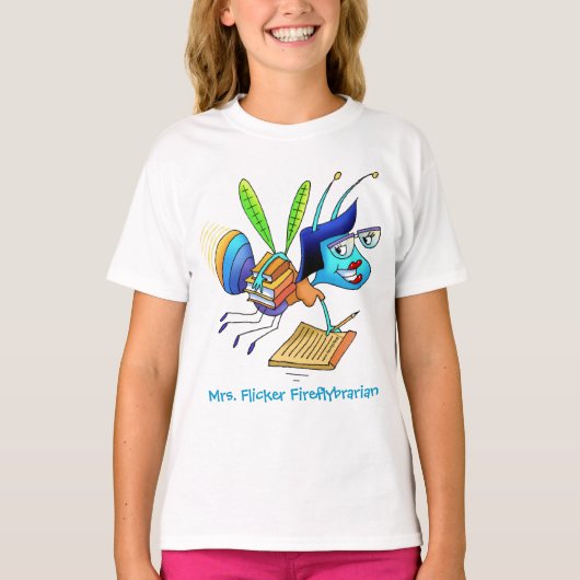 T-Shirt - Mrs Flicker Fireflybrarian (Voorkant)