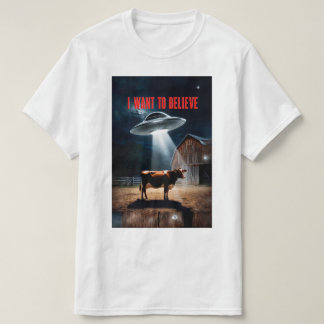 T-Shirt Mysterieuze UFO Ontvoering van een Zuivel
