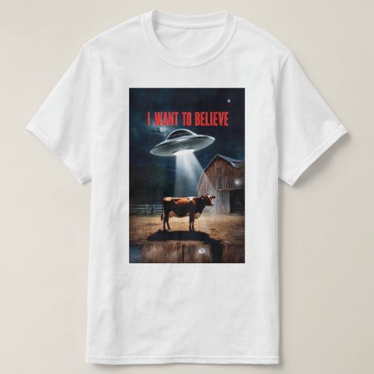T-Shirt Mysterieuze UFO Ontvoering van een Zuivel (Design voorkant)