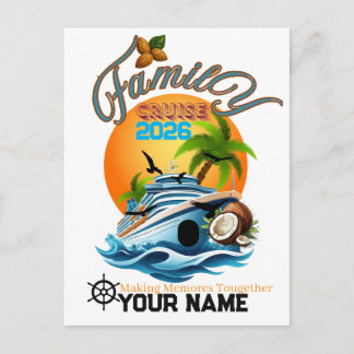 T-shirt naam Gepersonaliseerde Cruise Ship Familie Briefkaart