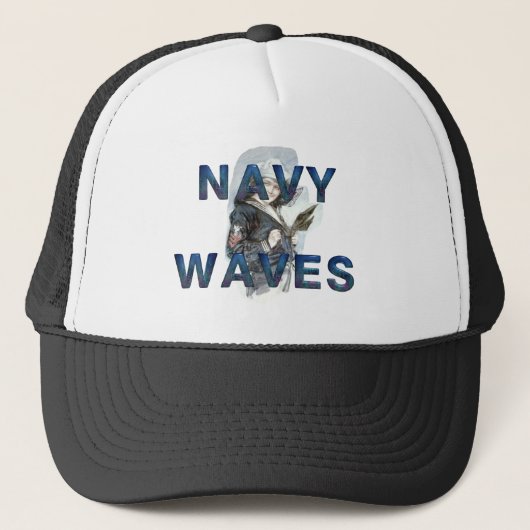 T-SHIRT Navy Waves Trucker Pet (Voorkant)
