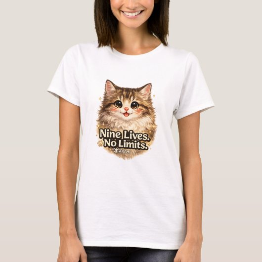 T-shirt - Negen levens. Geen grenzen. (Voorkant)