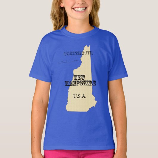 T-shirt - New Hampshire Map met City (Voorkant)