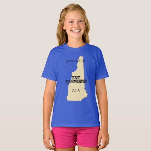 T-shirt - New Hampshire Map met City (Voorkant volledig)