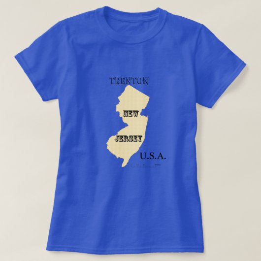 T-shirt - New Jersey Map met City (Design voorkant)