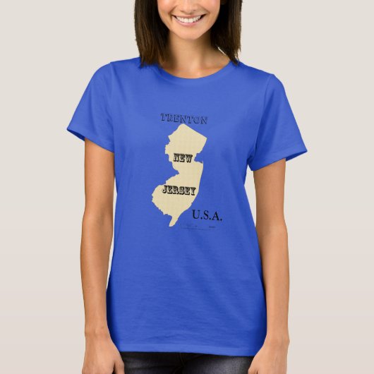 T-shirt - New Jersey Map met City (Voorkant)