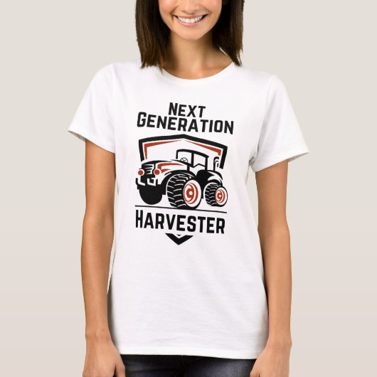 T-shirt 'Next Generation Harvester Modern Tractor' (Voorkant)