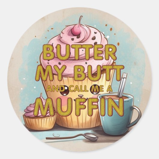 T-SHIRT Noem me een muffin Ronde Sticker (Voorkant)