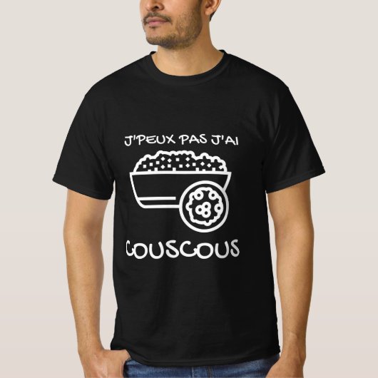 T-shirt noir "J'peux pas j'ai Couscous" (Voorkant)