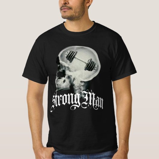 T-shirt noir Strong man (Voorkant)