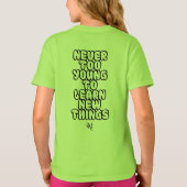 T-shirt: Nooit te jong (groen) T-shirt (Achterkant)