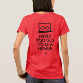 T-shirt: Nooit te oud (rood) T-shirt (Achterkant)