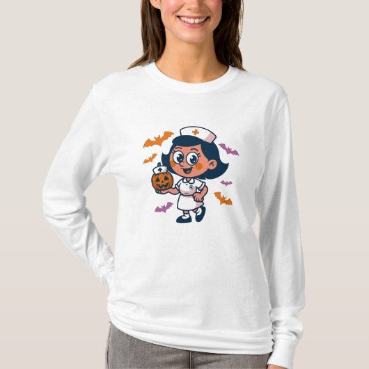T-shirt Nurse Halloween Fun – Spooky Shift Magic (Voorkant)