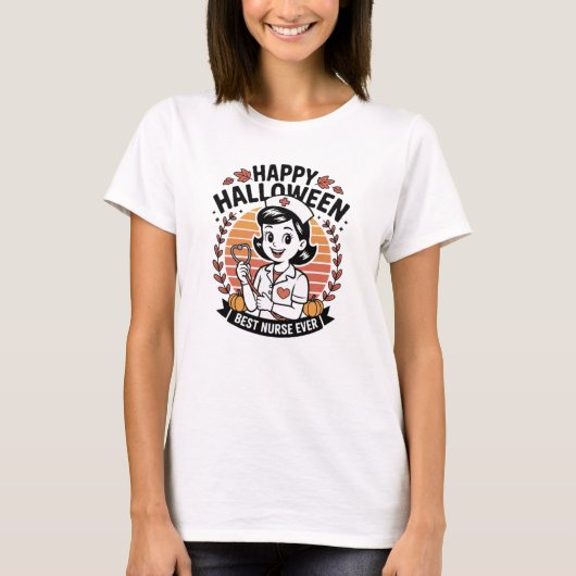 T-shirt Nurse Halloween Fun – Spooky Shift Magic (Voorkant)