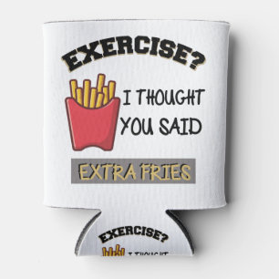 T-shirt 'Oefening Ik dacht dat je extra friet zei' Blikjeskoeler