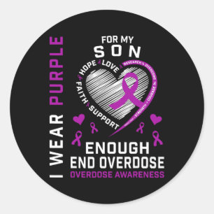 T-shirt om overdosisbewustzijn te beëindigen genoe ronde sticker