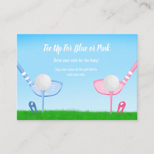 T-shirt omhoog blauw of roze Golf Genderstemming o Informatiekaartje (Voorkant)