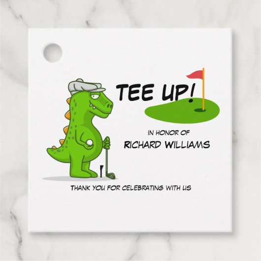 T-shirt Omhoog Gepensioneerde Golf Dinosaurus Spel Bedankjes Labels (Voorkant)