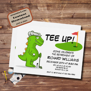 T-shirt Omhoog Gepensioneerde Golf Dinosaurus Spel Kaart