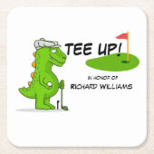 T-shirt Omhoog Gepensioneerde Golf Dinosaurus Spel Kartonnen Onderzetters (Voorkant)