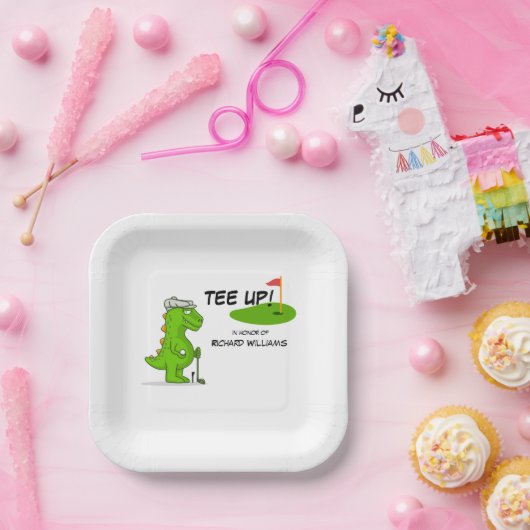 T-shirt Omhoog Gepensioneerde Golf Dinosaurus Spel Papieren Bordje (Feest)