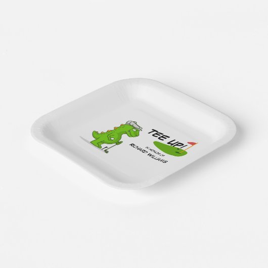 T-shirt Omhoog Gepensioneerde Golf Dinosaurus Spel Papieren Bordje (Gebogen)