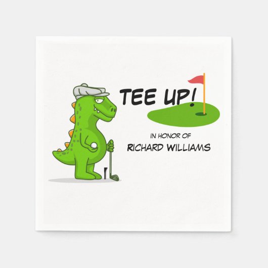 T-shirt Omhoog Gepensioneerde Golf Dinosaurus Spel Servet (Voorkant)