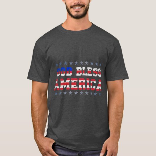 T-shirt ontwerp met de tekst "God Bless America." (Voorkant)