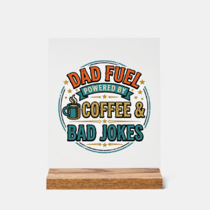 T-shirt ontwerp met koffie en slechte grappen voor acryl bord