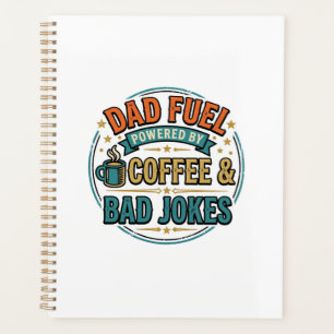 T-shirt ontwerp met koffie en slechte grappen voor planner