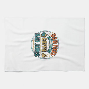 T-shirt ontwerp met koffie en slechte grappen voor theedoek