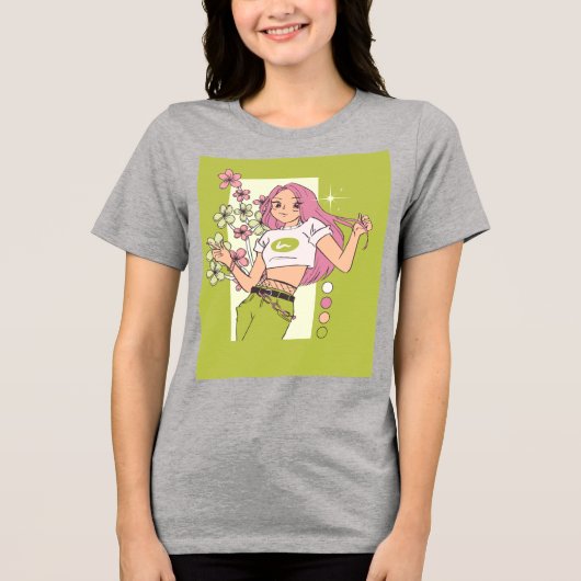 T-shirt ontwerp met mooi meisje  (Voorkant)
