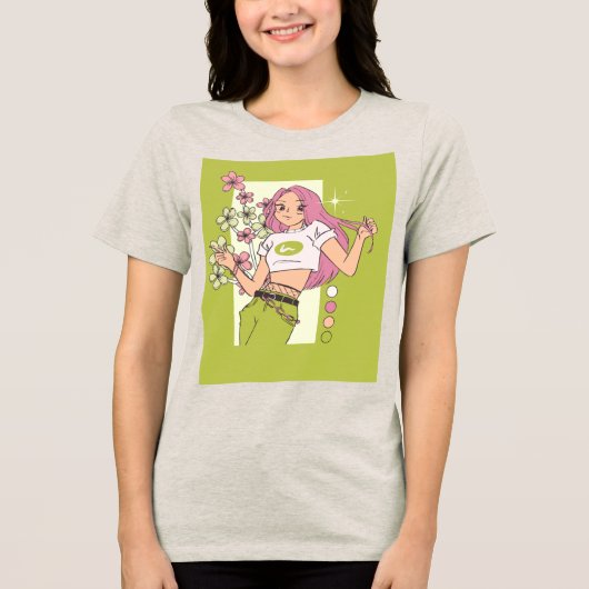 T-shirt ontwerp met mooi meisje (Voorkant)