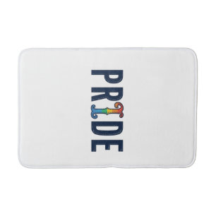 T-Shirt Ontwerp met Retro Pride Regenboog Letterty Badmat