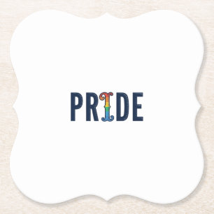 T-Shirt Ontwerp met Retro Pride Regenboog Letterty Kartonnen Onderzetters