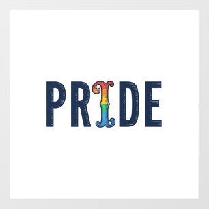 T-Shirt Ontwerp met Retro Pride Regenboog Letterty Raamsticker