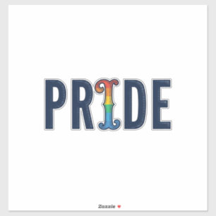 T-Shirt Ontwerp met Retro Pride Regenboog Letterty Sticker