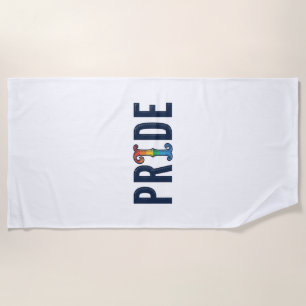 T-Shirt Ontwerp met Retro Pride Regenboog Letterty Strandlaken