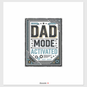 T-shirt ontwerp met vintage gravure 'Dad Mode Acti Sticker
