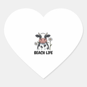 T-shirt ontwerp met vintage gravure van strandleve hart sticker
