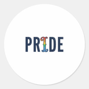 T-Shirt Ontwerp met Vintage Pride Regenboog Letter Ronde Sticker