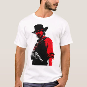 T-shirt ontwerp van rode omlijning cowboy