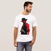 T-shirt ontwerp van rode omlijning cowboy  (Voorkant volledig)